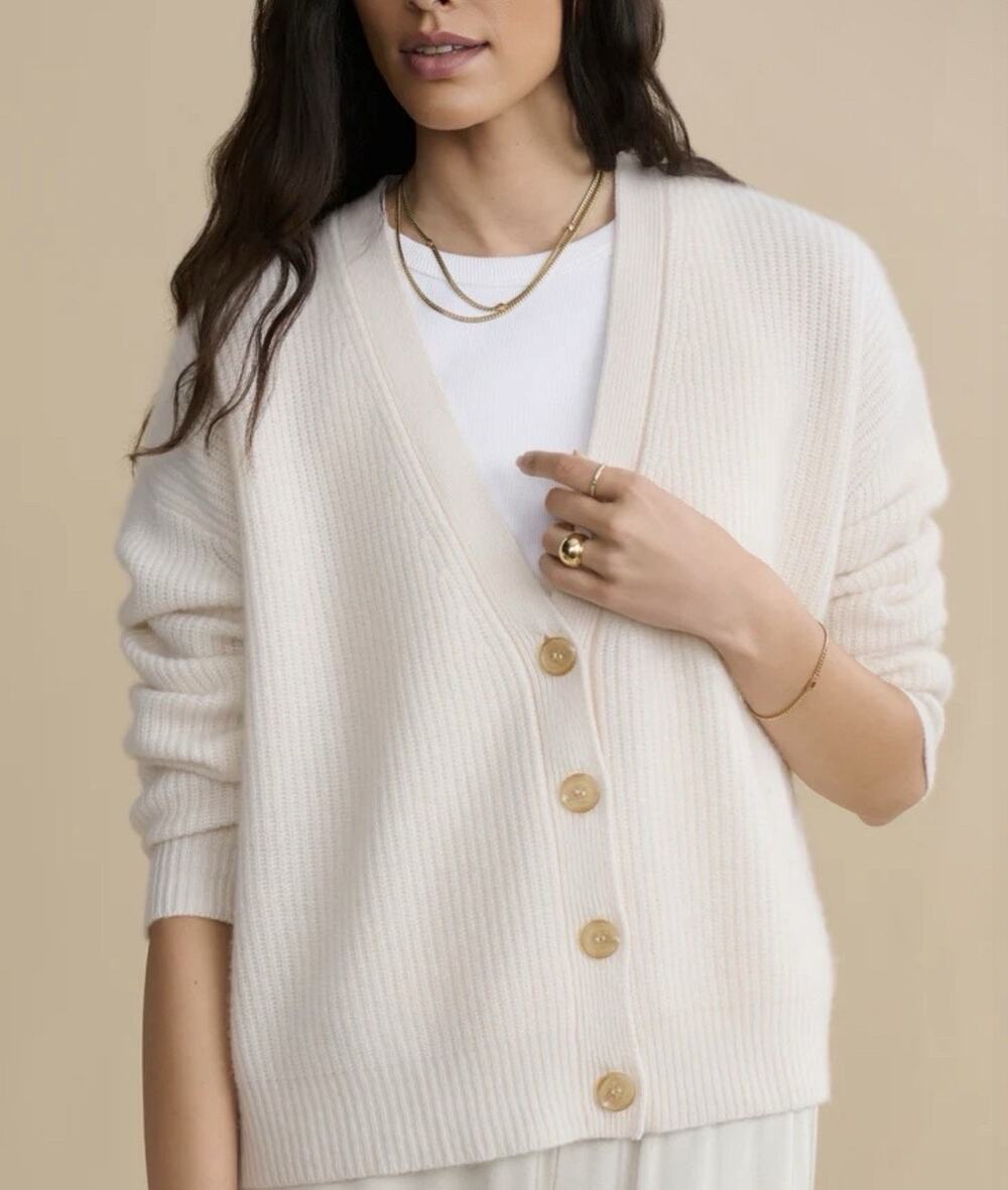 Jenni Kaye Cocoon Cashmere Cardigan Ivory